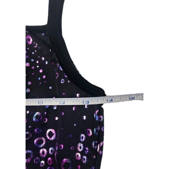 GK Elite VTG Metallic Bubble Holographic Dance Cami Leotard Black AM Adult M - Picture 14 of 16